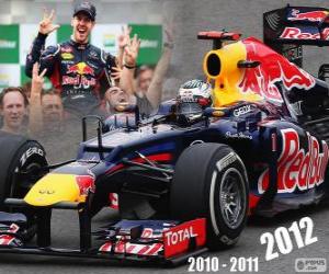 Puzzle Sebastian Vettel, F1 Παγκόσμιος Πρωταθλητής 2012 με Racing Red Bull, είναι ο νεότερος πρωταθλητής τριών-ώρα